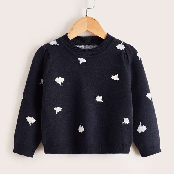 

Toddler Girls Graphic Pattern Sweater, Navy blue