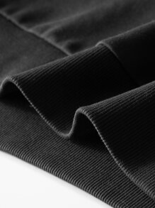 Men Solid Drawstring Hoodie - Black - View 5