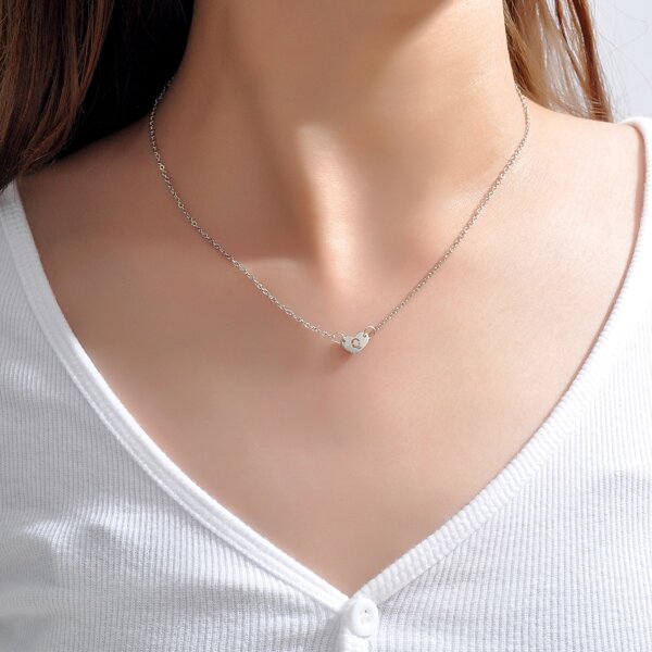 

Heart Charm Necklace, Silver