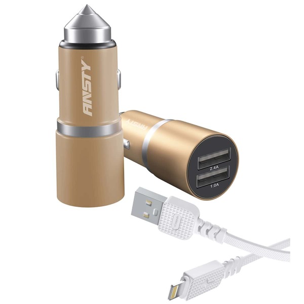 

1pc Car Charger & 1pc Lightning Data Cable, Gold