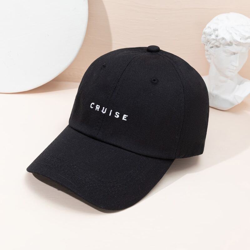

Letter Graphic Embroidery Baseball Cap, Black