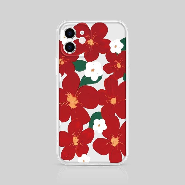 

Flower Painted Phone Case, Red