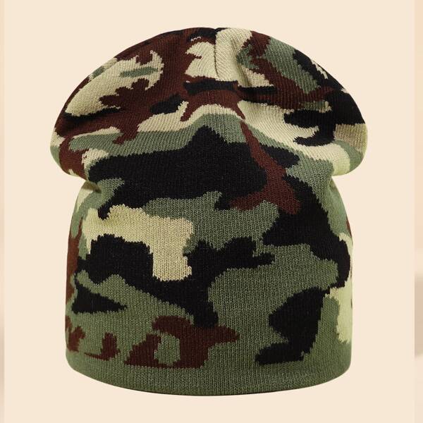 

Men Camo Pattern Beanie, Multicolor