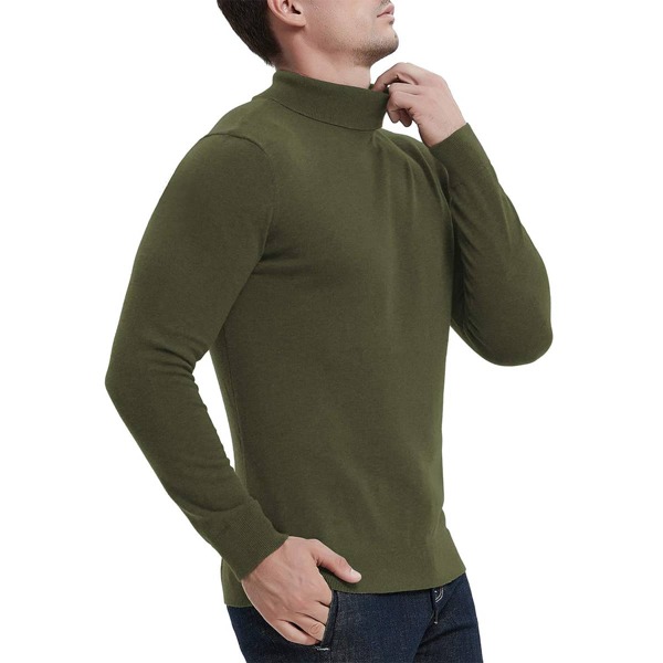 

Men Solid Turtleneck Sweater, Army green