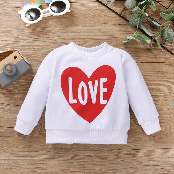

Baby Heart And Letter Graphic Sweatshirt, White