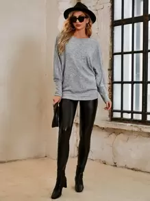 SHEIN Clasi 船領蝙蝠袖T恤 - 灰色 - 查看 4