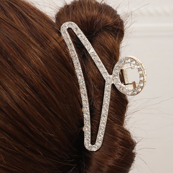 

Rhinestone Geo Decor Hair Claw, White