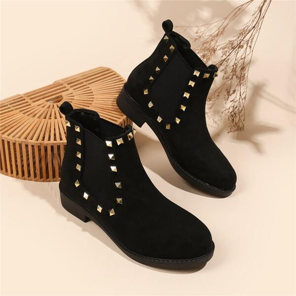 

Studded Decor Chelsea Boots, Black