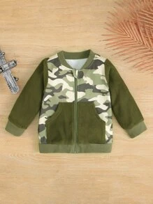 Toddler Girls Camo Print Bomber Jacket - Multicolor - View 1