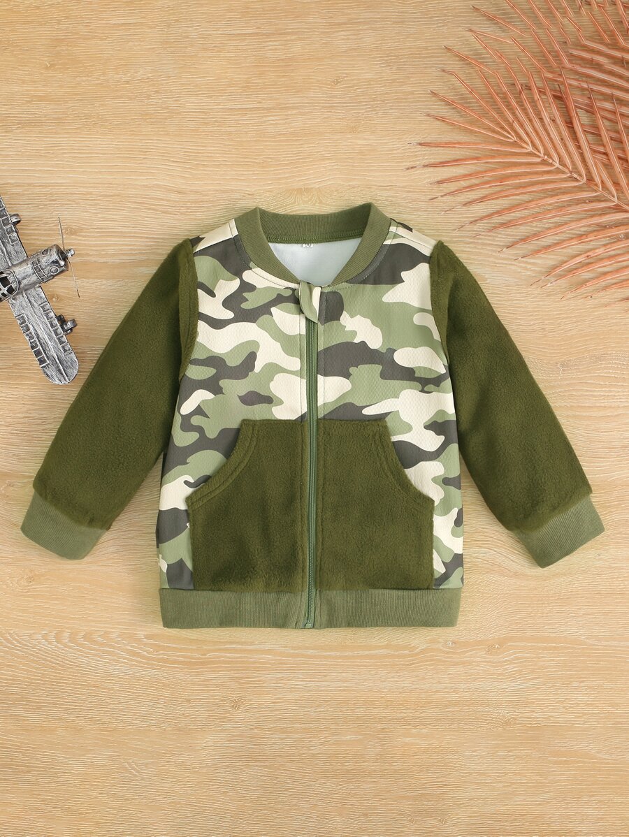 Toddler Girls Camo Print Bomber Jacket - Multicolor - View 1