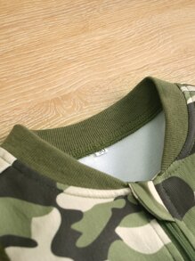 Toddler Girls Camo Print Bomber Jacket - Multicolor - View 3