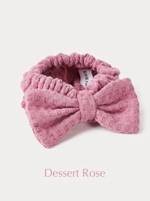 SHEIN Cơ bản sống cơ bản Microfiber Spa Trang điểm Băng đô Waffle Bow-Dessert Rose - Màu hồng gỉ - Xem 4