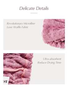 SHEIN Cơ bản sống cơ bản Microfiber Spa Trang điểm Băng đô Waffle Bow-Dessert Rose - Màu hồng gỉ - Xem 7