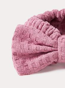 SHEIN Cơ bản sống cơ bản Microfiber Spa Trang điểm Băng đô Waffle Bow-Dessert Rose - Màu hồng gỉ - Xem 10