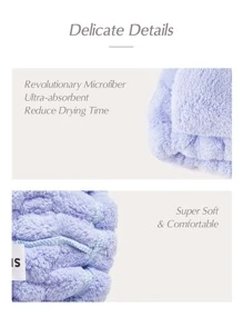 SHEIN Basic living SINH HOẠT CƠ BẢN Sợi nhỏ Spa Trang điểm Băng đô Coral Fleece Nơ-Lavender Macaron - Màu tím - Xem 7