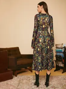 SHEIN Unity 佩斯利和花圖案鏤空連衣裙 - 彩色 - 查看 2