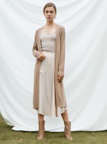 MOTF PREMIUM CASHMERE BLEND BELTED CARDIGAN - Apricot - View 2