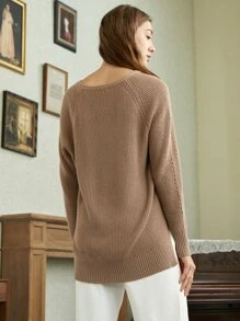 MOTF PREMIUM CASHMERE BLEND LONGLINE JUMPER - Camel - View 3