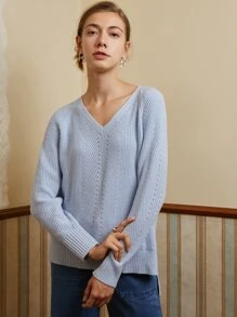 MOTF PREMIUM CASHMERE BLEND SLIT JUMPER - Baby Blue - View 1