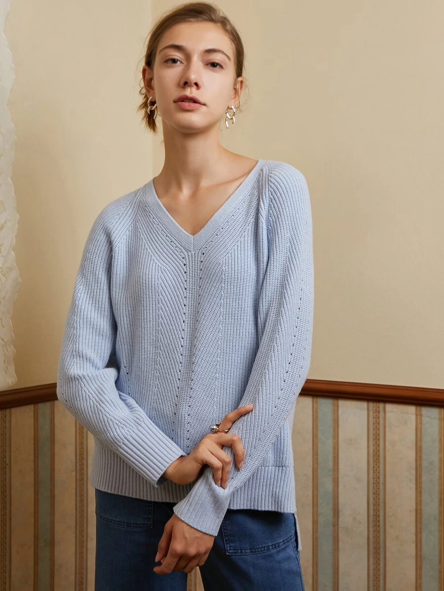 MOTF PREMIUM CASHMERE BLEND SLIT JUMPER - Baby Blue - View 1
