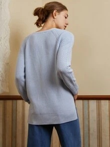 MOTF PREMIUM CASHMERE BLEND SLIT JUMPER - Baby Blue - View 2