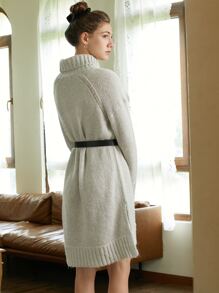 MOTF PREMIUM WOOL & MOHAIR HIGH-NECK JUMPER DRESS - Light Grey - View 2