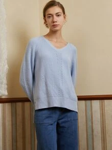 MOTF PREMIUM CASHMERE BLEND SLIT JUMPER - Baby Blue - View 4
