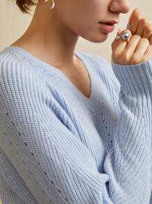 MOTF PREMIUM CASHMERE BLEND SLIT JUMPER - Baby Blue - View 5