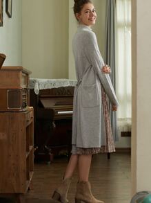 MOTF PREMIUM CASHMERE BLEND BELTED CARDIGAN - Light Grey - View 5