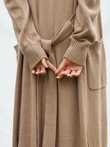 MOTF PREMIUM CASHMERE BLEND BELTED CARDIGAN - Apricot - View 9