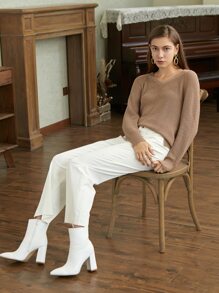MOTF PREMIUM CASHMERE BLEND LONGLINE JUMPER - Camel - View 9