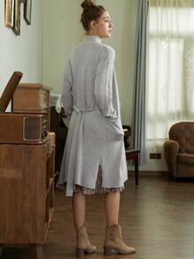 MOTF PREMIUM CASHMERE BLEND BELTED CARDIGAN - Light Grey - View 6