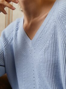 MOTF PREMIUM CASHMERE BLEND SLIT JUMPER - Baby Blue - View 7