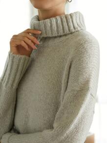 MOTF PREMIUM WOOL & MOHAIR HIGH-NECK JUMPER DRESS - Light Grey - View 6