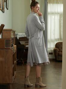 MOTF PREMIUM CASHMERE BLEND BELTED CARDIGAN - Light Grey - View 9