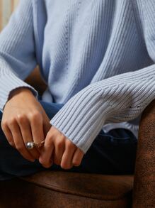 MOTF PREMIUM CASHMERE BLEND SLIT JUMPER - Baby Blue - View 10