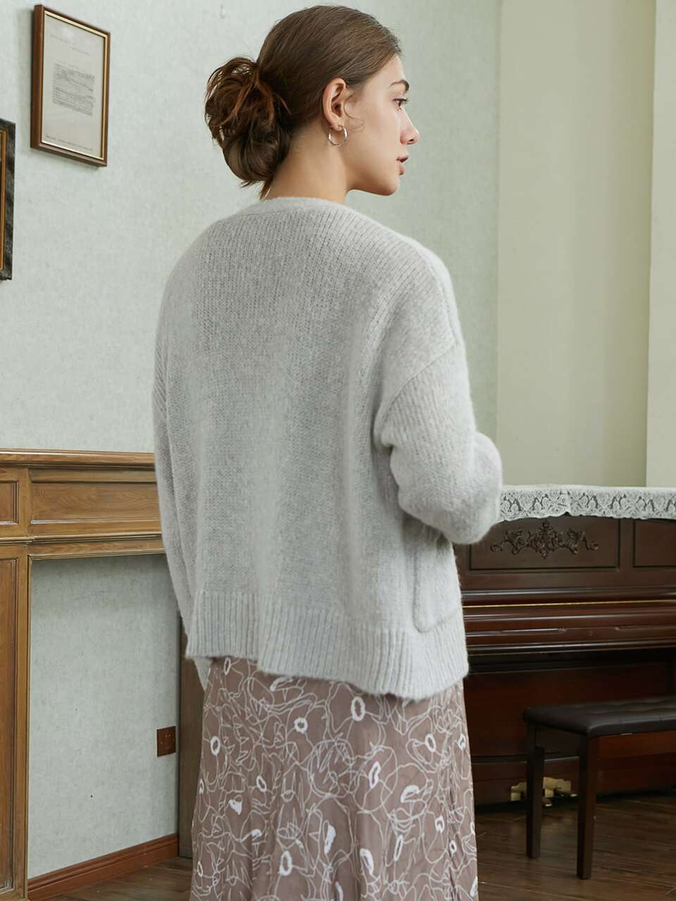 WOOL & MOHAIR DROP SHOULDER CARDIGAN