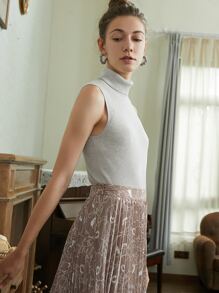 MOTF PREMIUM MERINO WOOL HIGH-NECK KNIT TOP - Light Grey - View 7