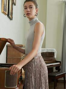 MOTF PREMIUM MERINO WOOL HIGH-NECK KNIT TOP - Light Grey - View 8