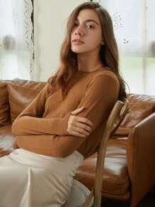 MOTF PREMIUM 100% CASHMERE SLIM JUMPER - Brown - View 4