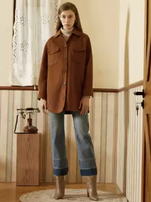 SHEIN Unity Wool Mix Dual Pocket Overcoat