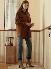 SHEIN Unity Wool Mix Dual Pocket Overcoat
