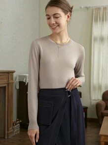 MOTF PREMIUM 100% WOOL REGULAR FIT JUMPER - Apricot - View 2