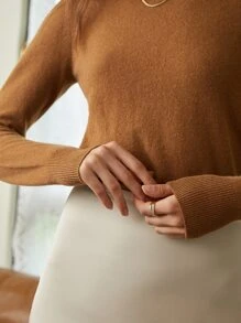 MOTF PREMIUM 100% CASHMERE SLIM JUMPER - Brown - View 5