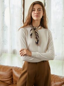 SHEIN 100% MERINO WOOL REGULAR FIT JUMPER - Beige - View 1