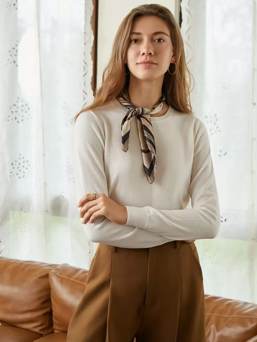 SHEIN 100% MERINO WOOL REGULAR FIT JUMPER - Beige - View 1