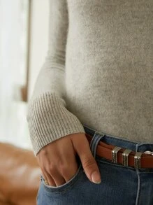 MOTF PREMIUM 100% CASHMERE REGULAR FIT JUMPER - Beige - View 4