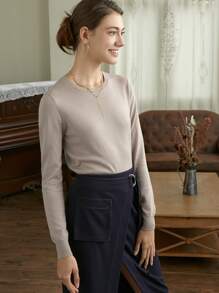 MOTF PREMIUM 100% WOOL REGULAR FIT JUMPER - Apricot - View 6