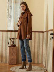 SHEIN Unity Wool Mix Dual Pocket Overcoat