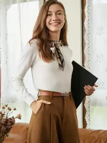 SHEIN 100% MERINO WOOL REGULAR FIT JUMPER - Beige - View 3